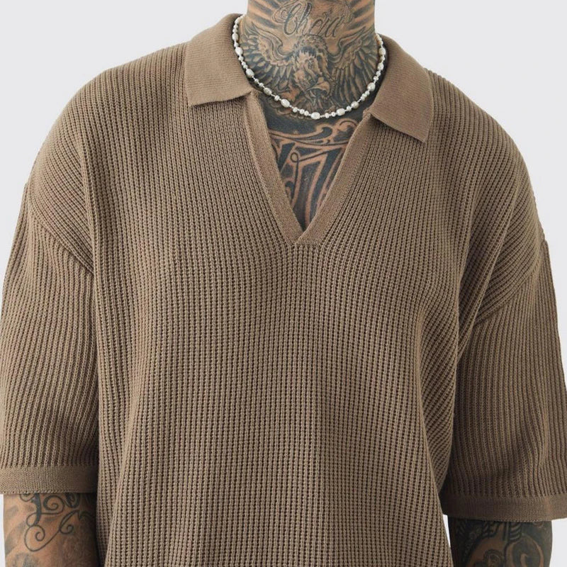 Luca Textured Cotton Blend Polo Shirt 1