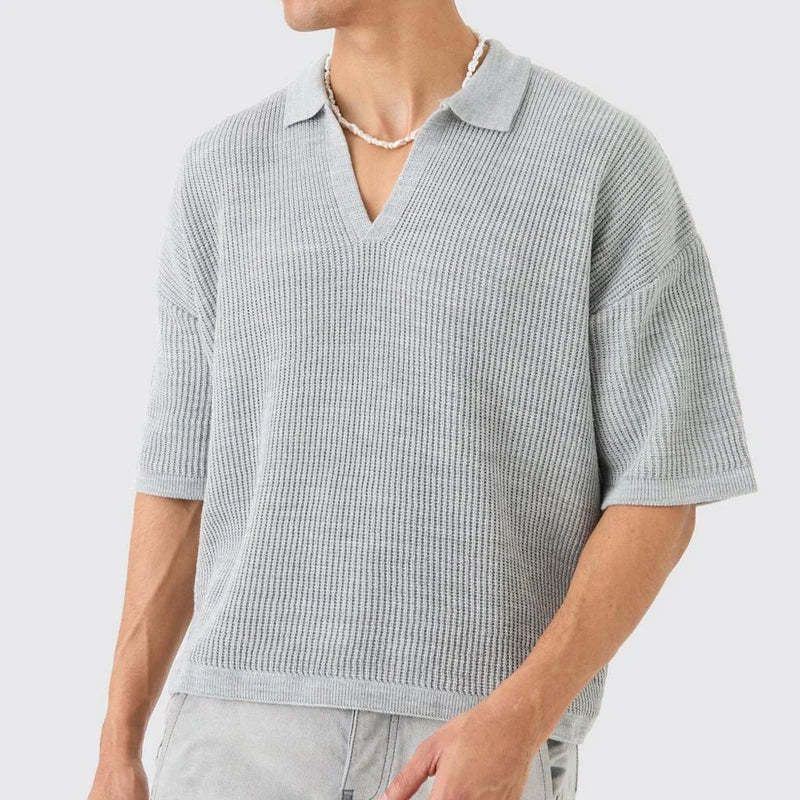 Luca Textured Cotton Blend Polo Shirt 4