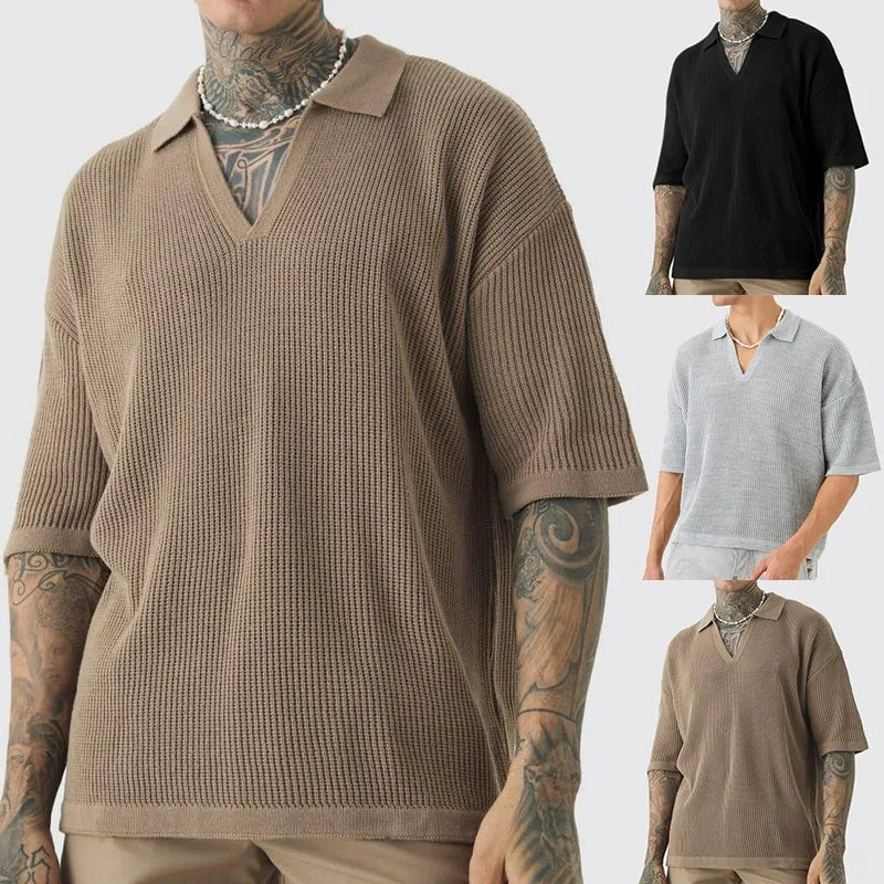 Luca Textured Cotton Blend Polo Shirt 5