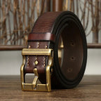 Marenzo Brass Leather Belt 0