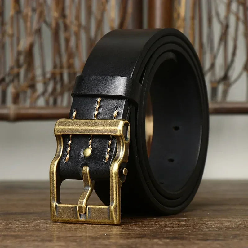 Marenzo Brass Leather Belt 2