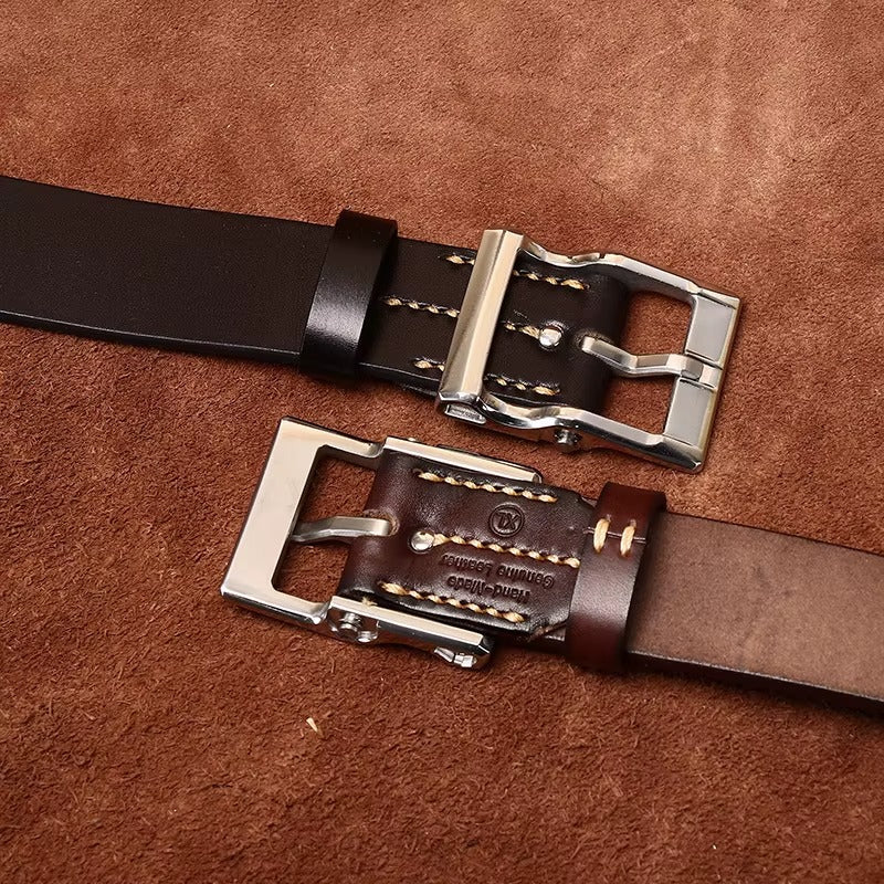 Marenzo Brass Leather Belt 3
