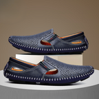 “Matteo Perforated Leather Sandals” 1