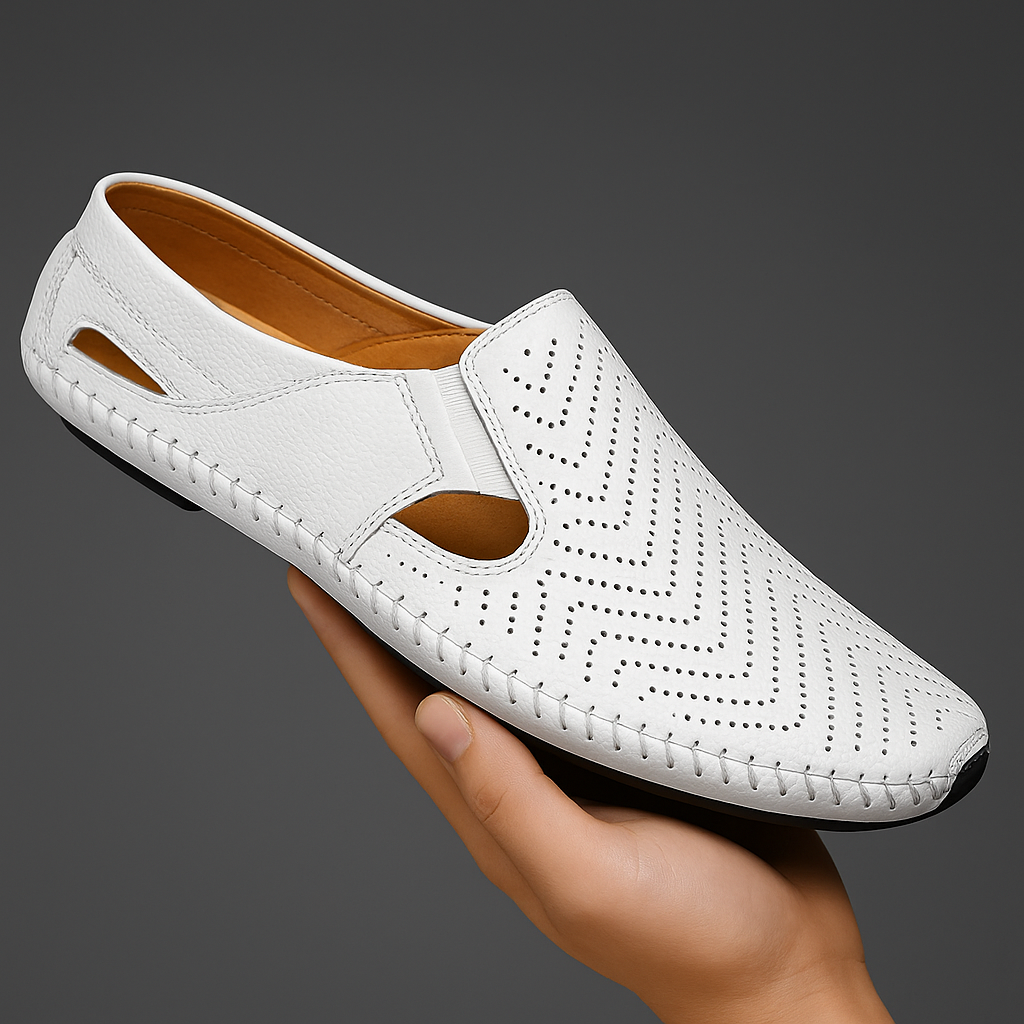 “Matteo Perforated Leather Sandals” 10