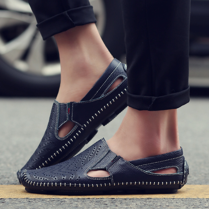 “Matteo Perforated Leather Sandals” 2