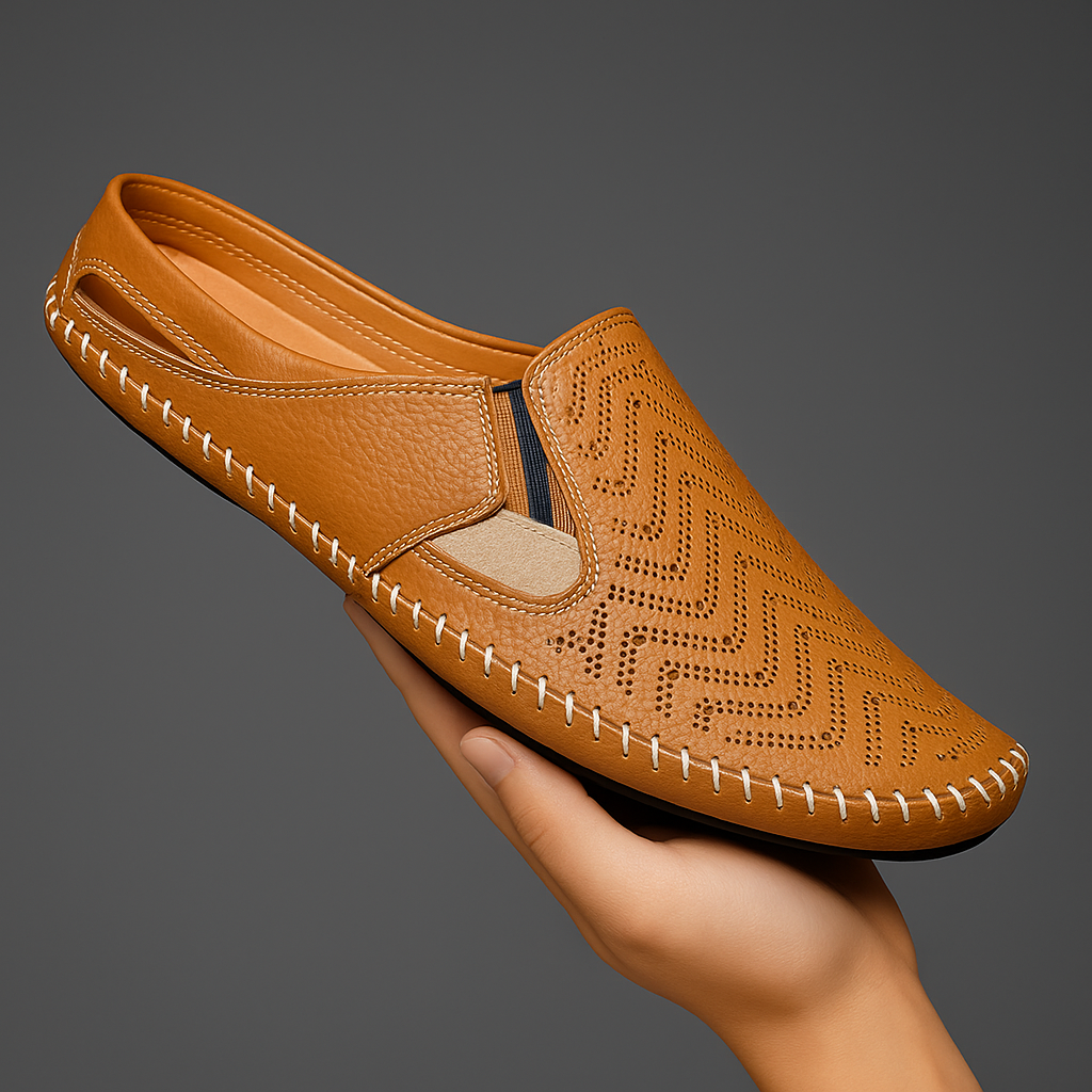 “Matteo Perforated Leather Sandals” 3