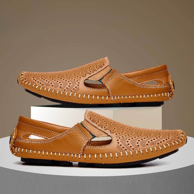 “Matteo Perforated Leather Sandals” 4
