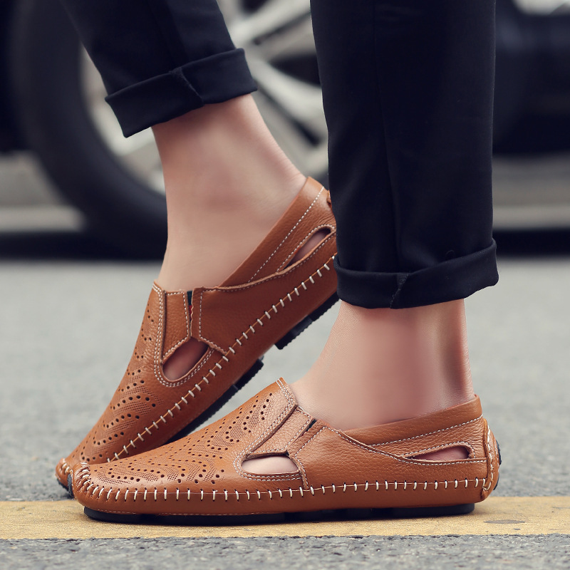 “Matteo Perforated Leather Sandals” 5