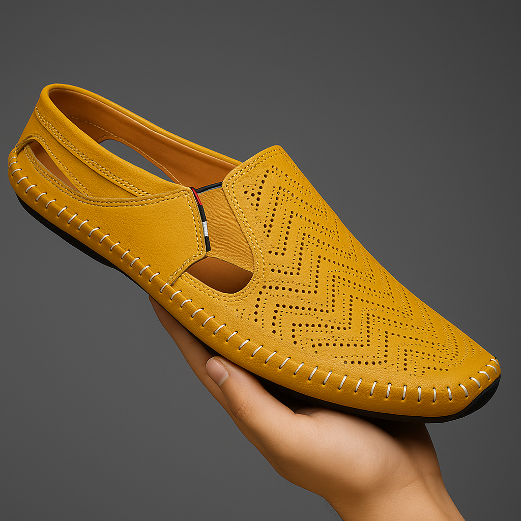 “Matteo Perforated Leather Sandals” 6