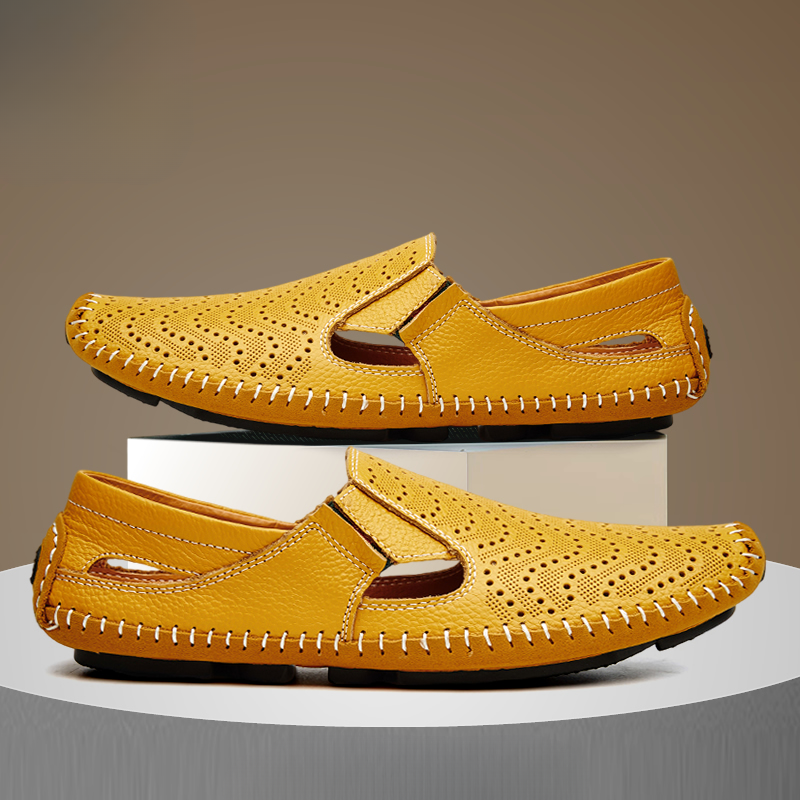 “Matteo Perforated Leather Sandals” 7