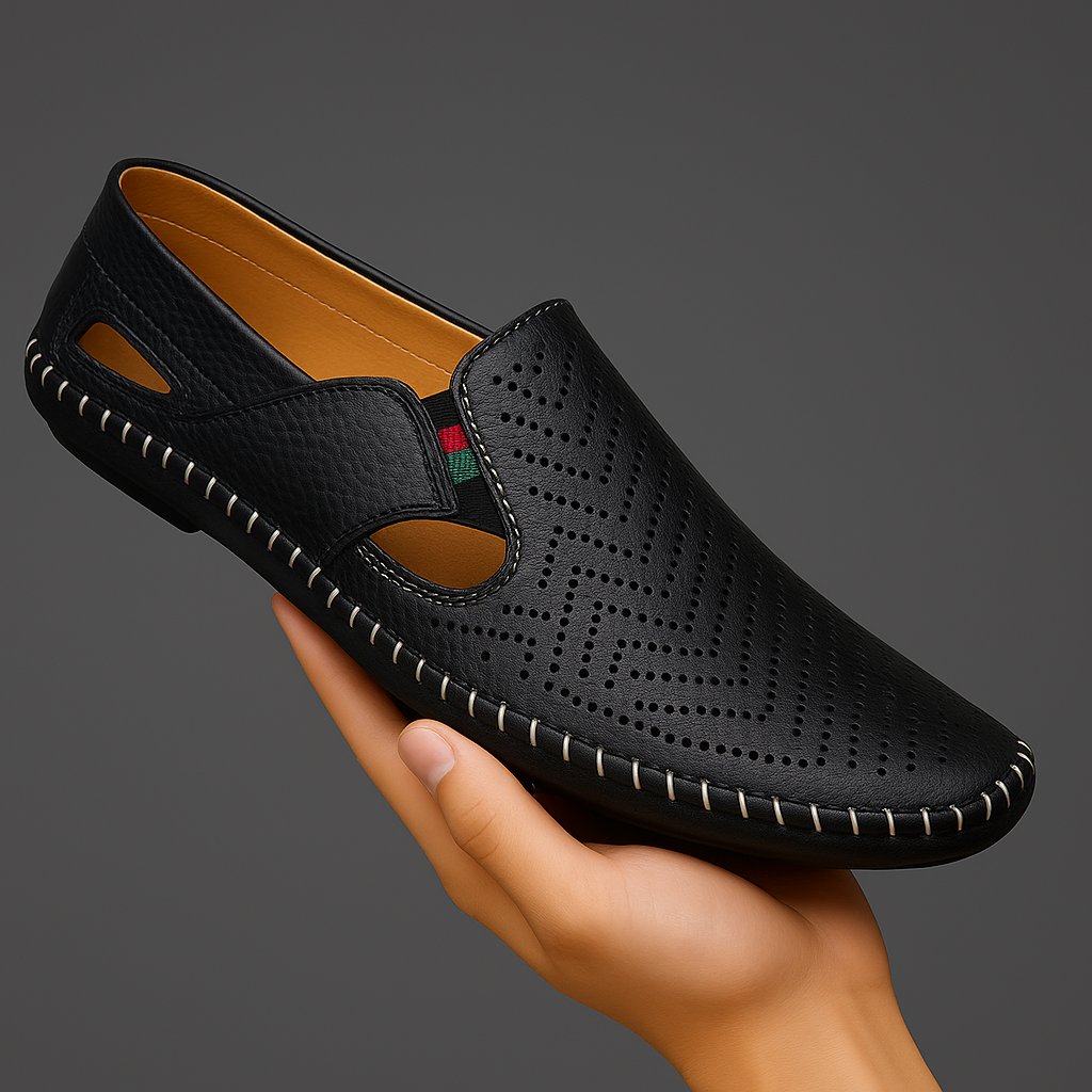“Matteo Perforated Leather Sandals” 9