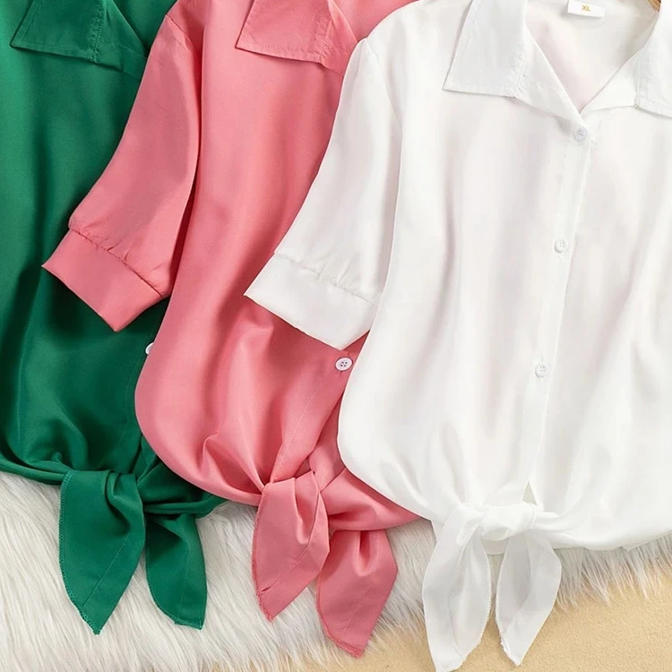 “Mira Bow-Front Tie Blouse in Cotton-Linen Blend” 7