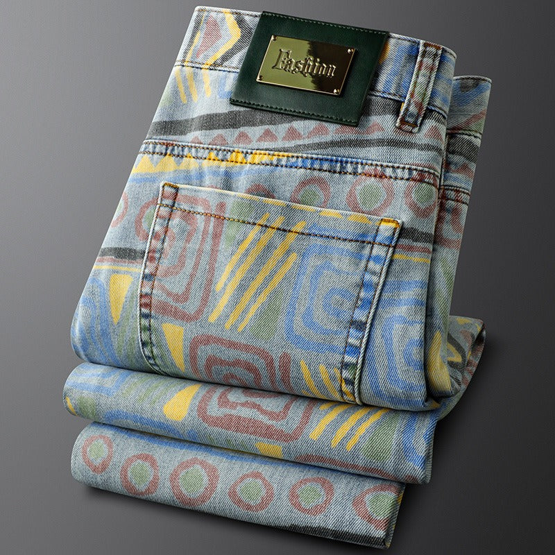 Nico Bold Pattern Slim-Fit Denim Jeans 0