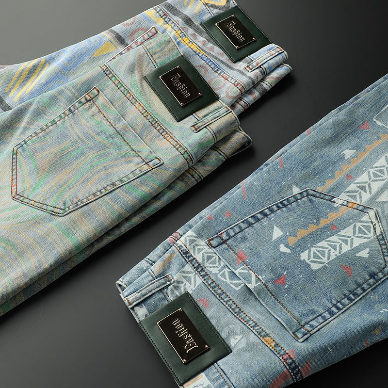 Nico Bold Pattern Slim-Fit Denim Jeans 1
