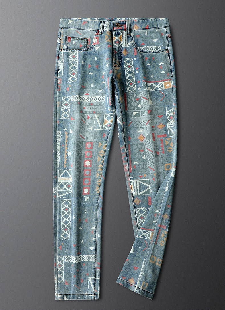 Nico Bold Pattern Slim-Fit Denim Jeans 7