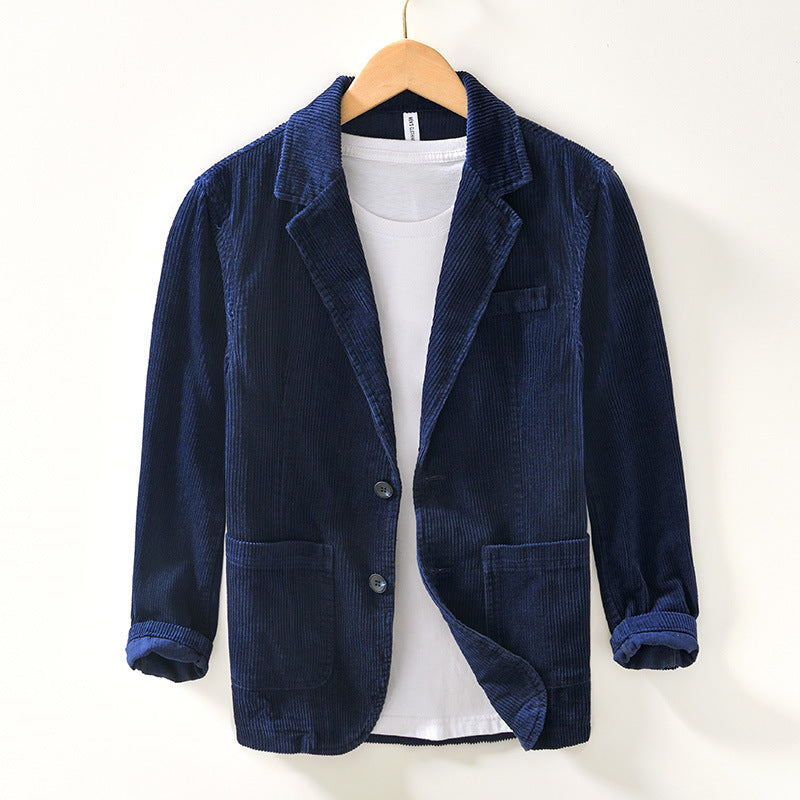 Vittorio Corduroy Blazer in Navy, front