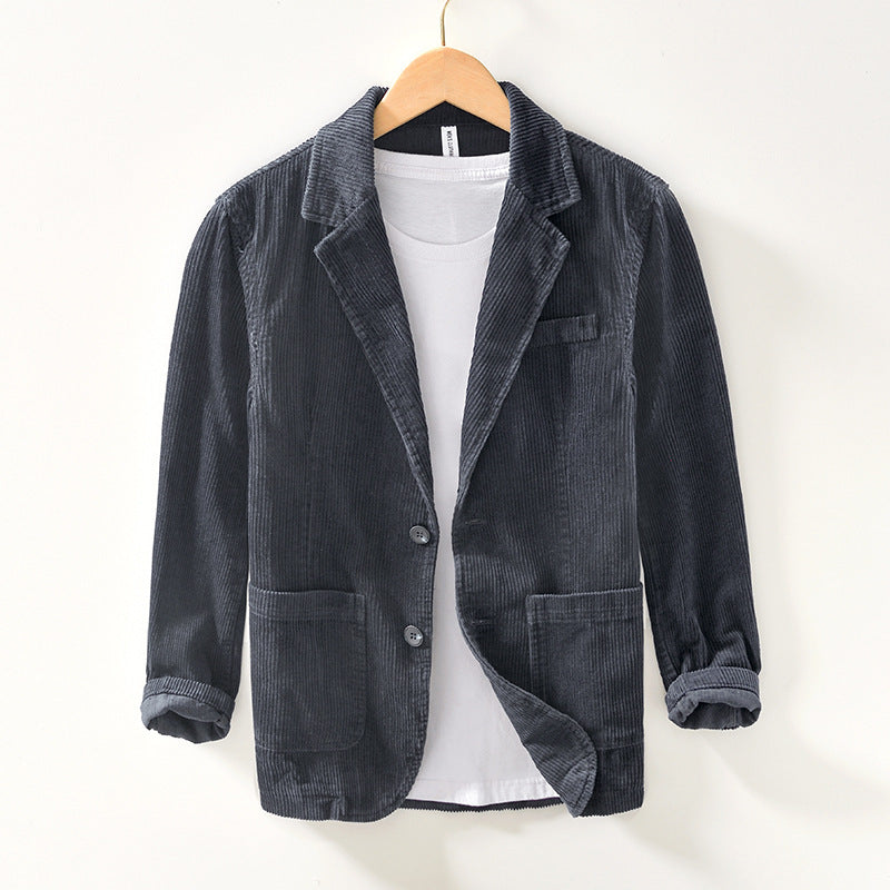 Vittorio Corduroy Blazer in Charcoal, front