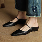 Olivette Leather Pointed-Toe Mules 9