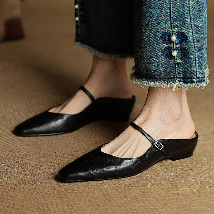 Olivette Leather Pointed-Toe Mules 9