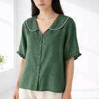 Olivia Cotton-Linen Blouse 0