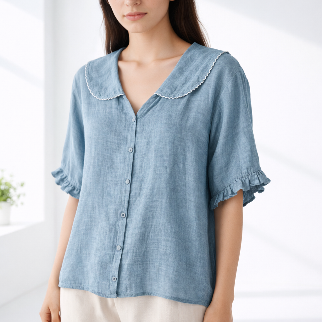 Olivia Cotton-Linen Blouse 1