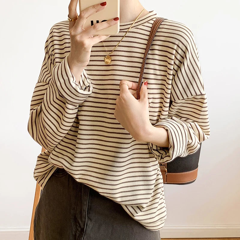 “Rhea Striped Cotton Long-Sleeve Shirt” 3