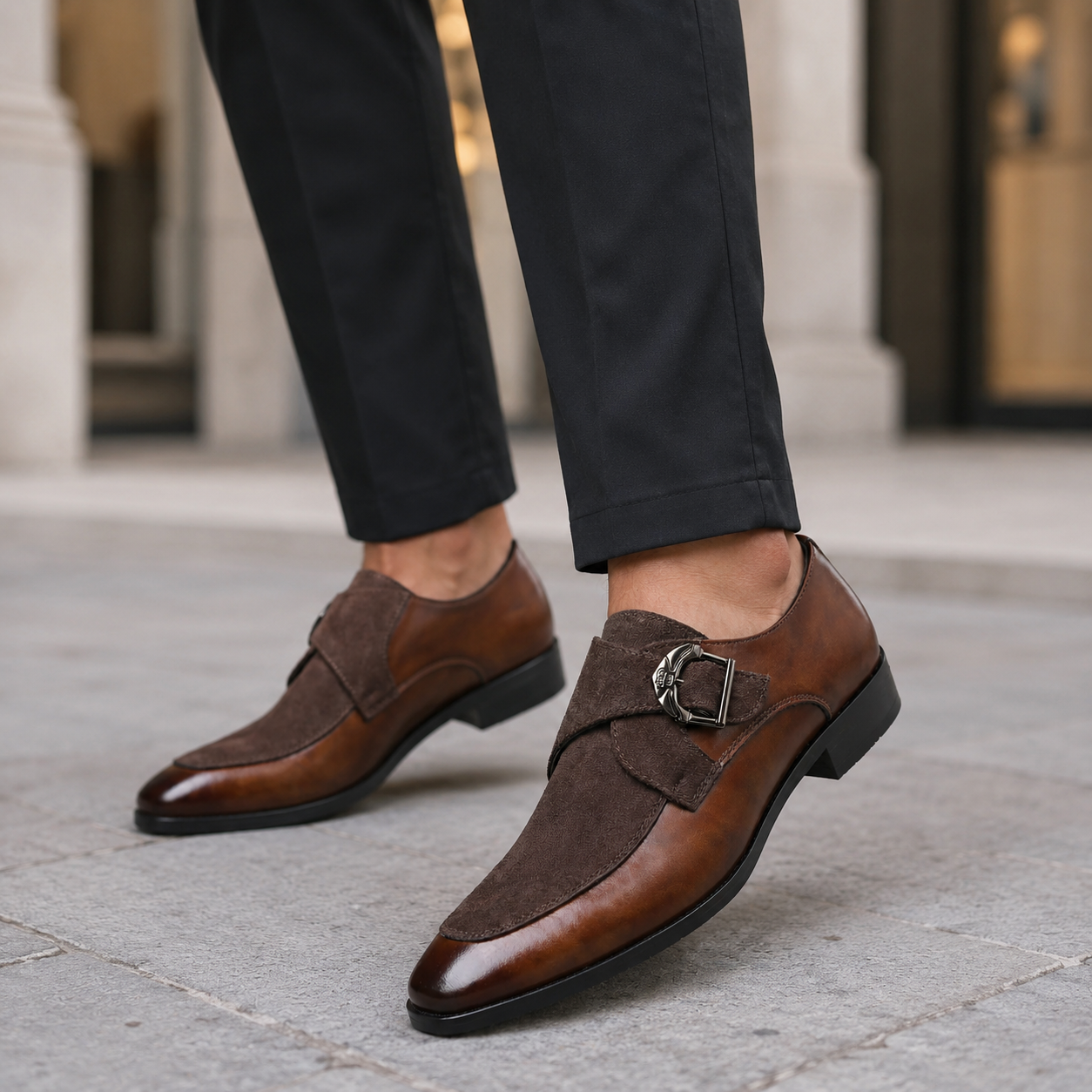 Romano Suede Monk-Strap Shoe2