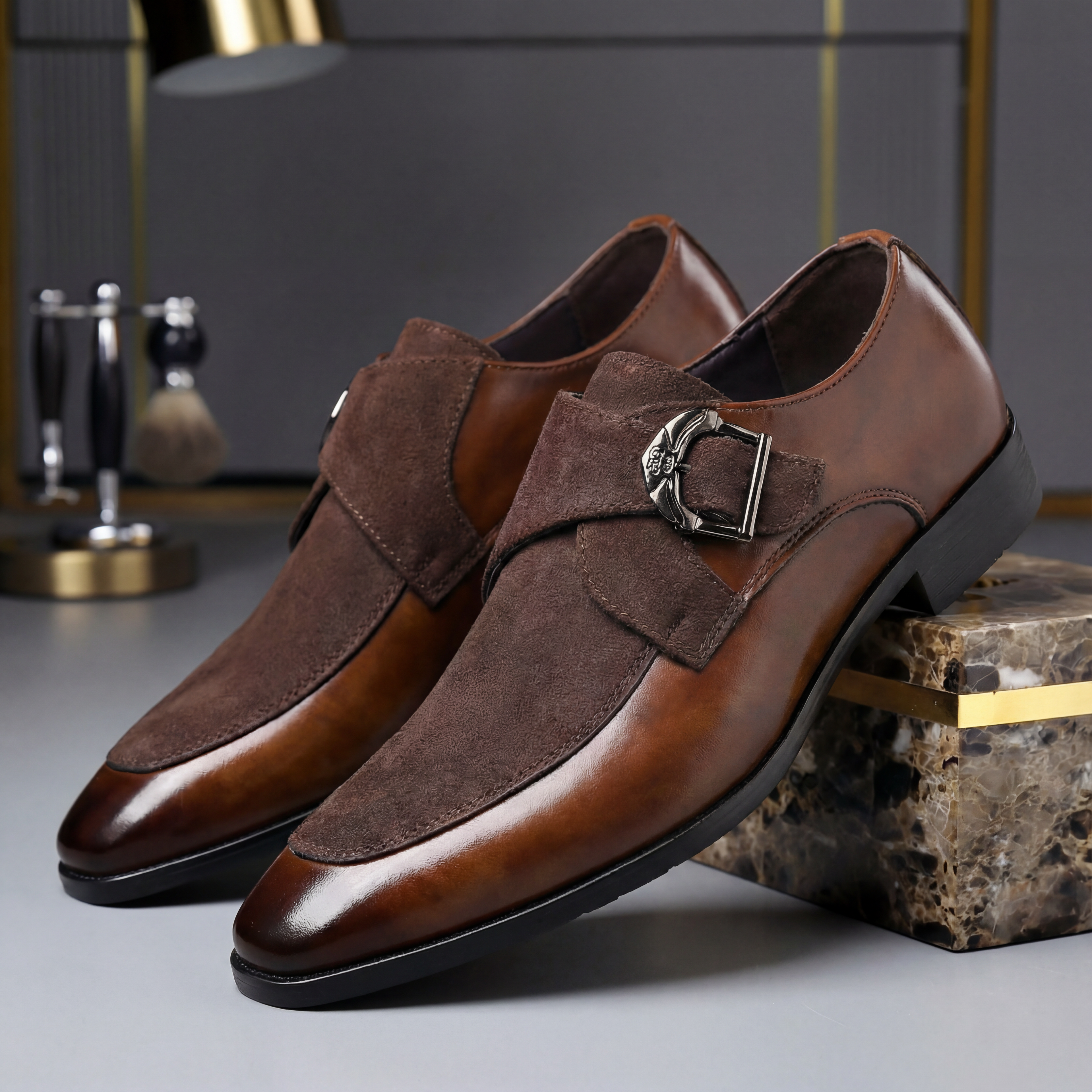 Romano Suede Monk-Strap Shoe6
