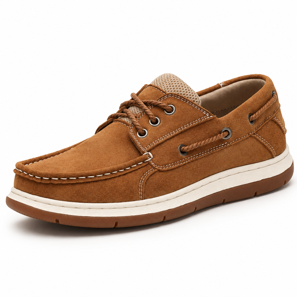 Sawyer Stitched Boat Shoes — Tan — colour hero