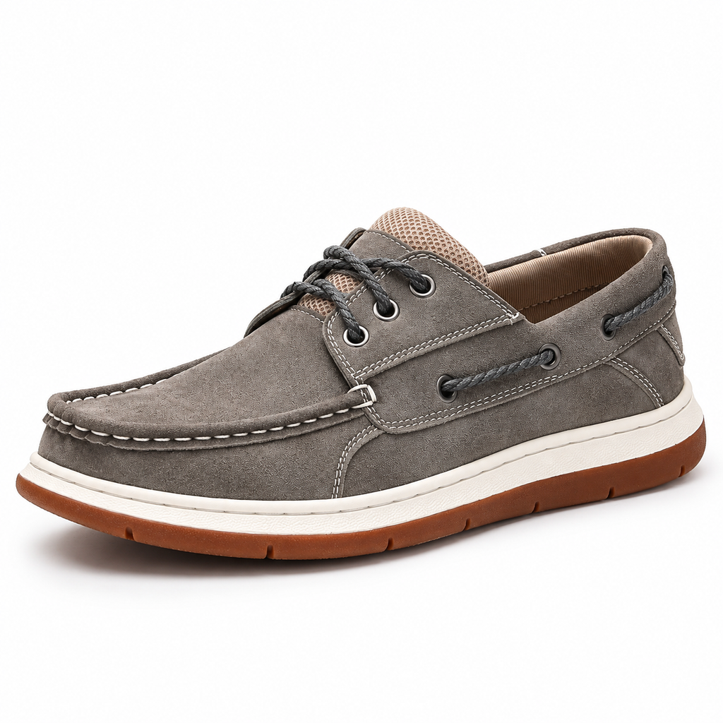 Sawyer Stitched Boat Shoes — Gray — colour hero