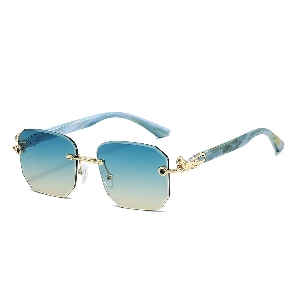 Valenti Frameless Hexagonal Sunglasses 7