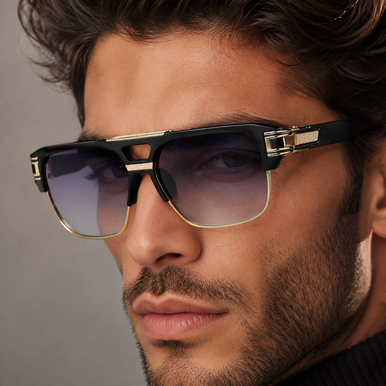 Valerio Gold-Trim Square Shades3