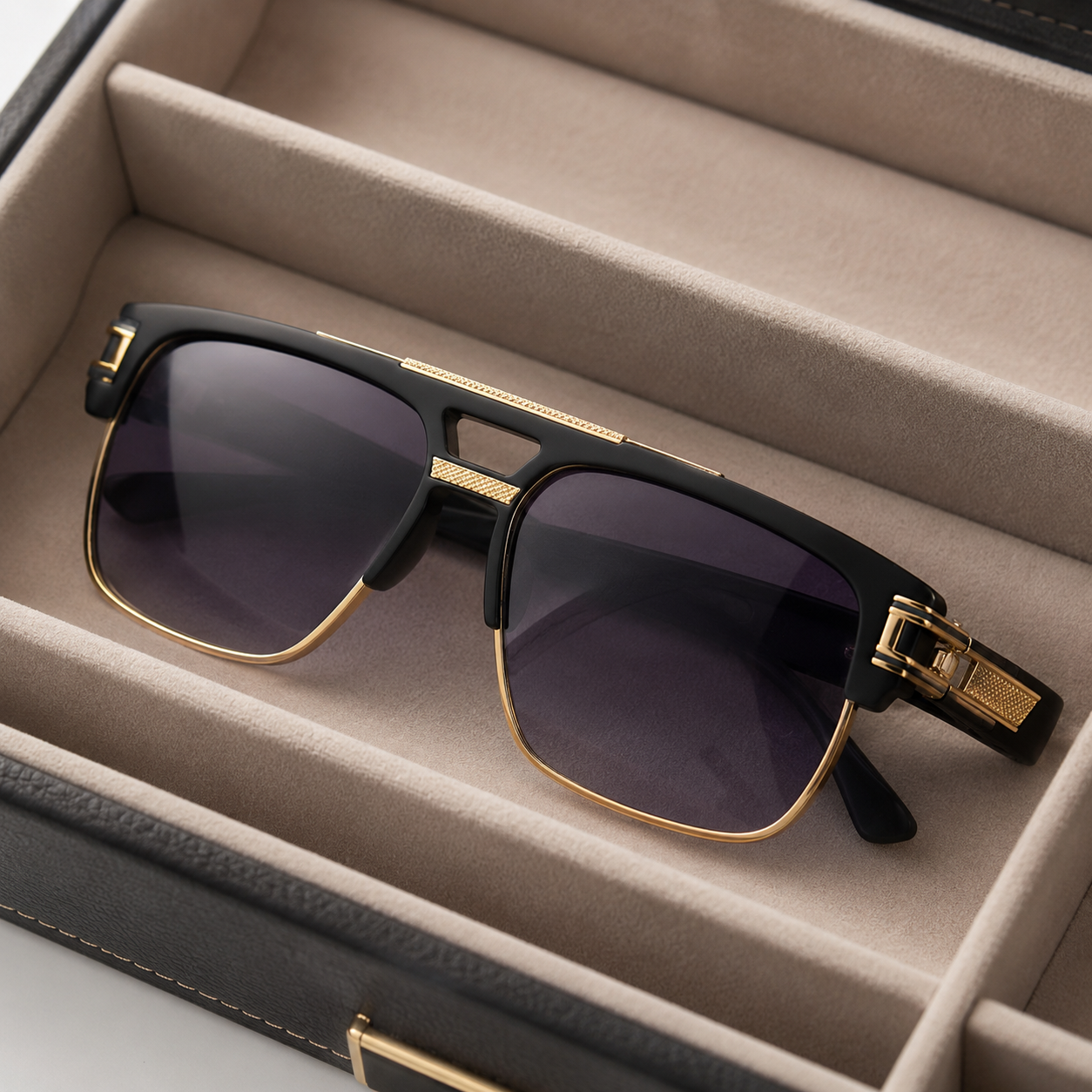 Valerio Gold-Trim Square Shades4