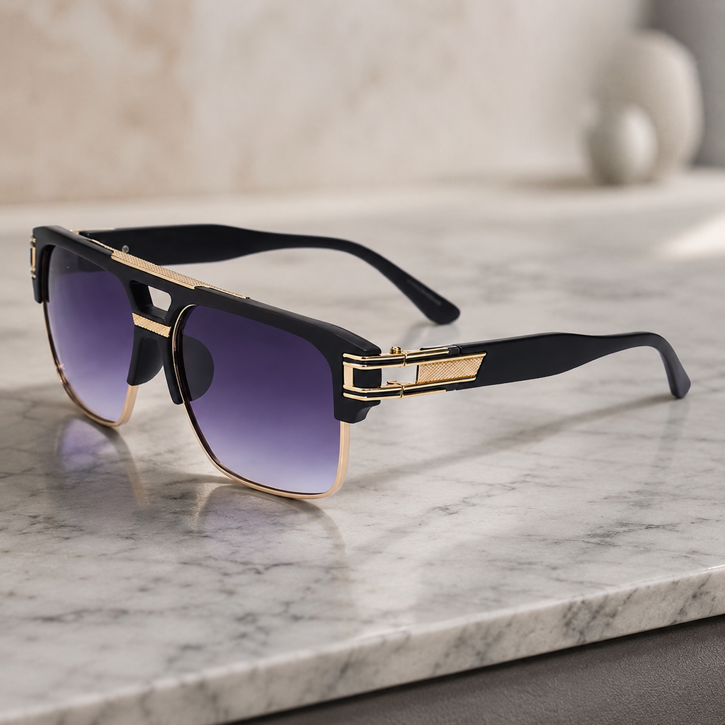 Valerio Gold-Trim Square Shades5