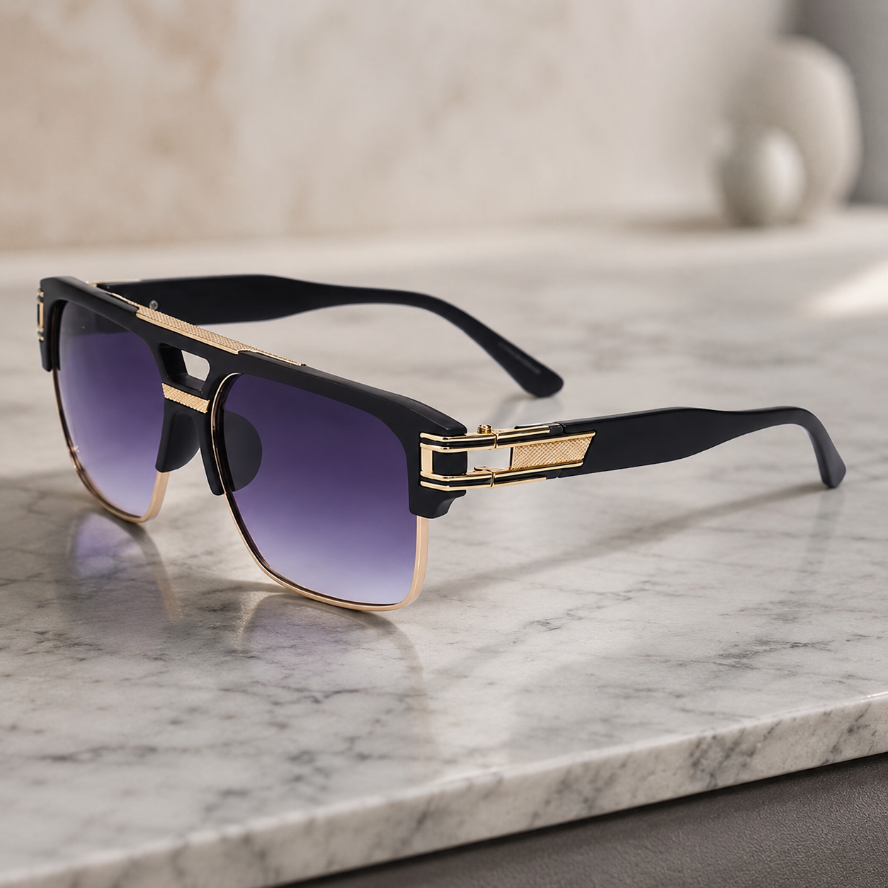 Valerio Gold-Trim Square Shades5