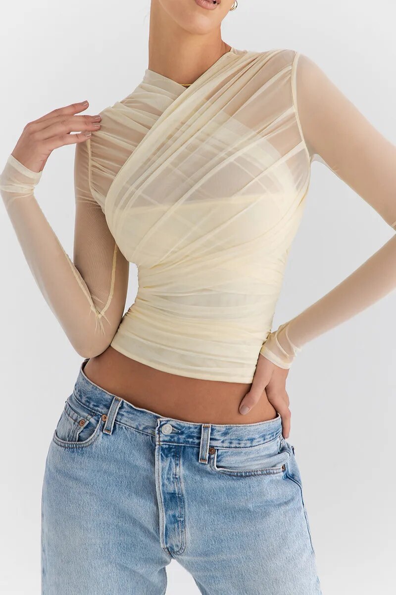 Vesper Sheer V-Neck Going Out Top 2