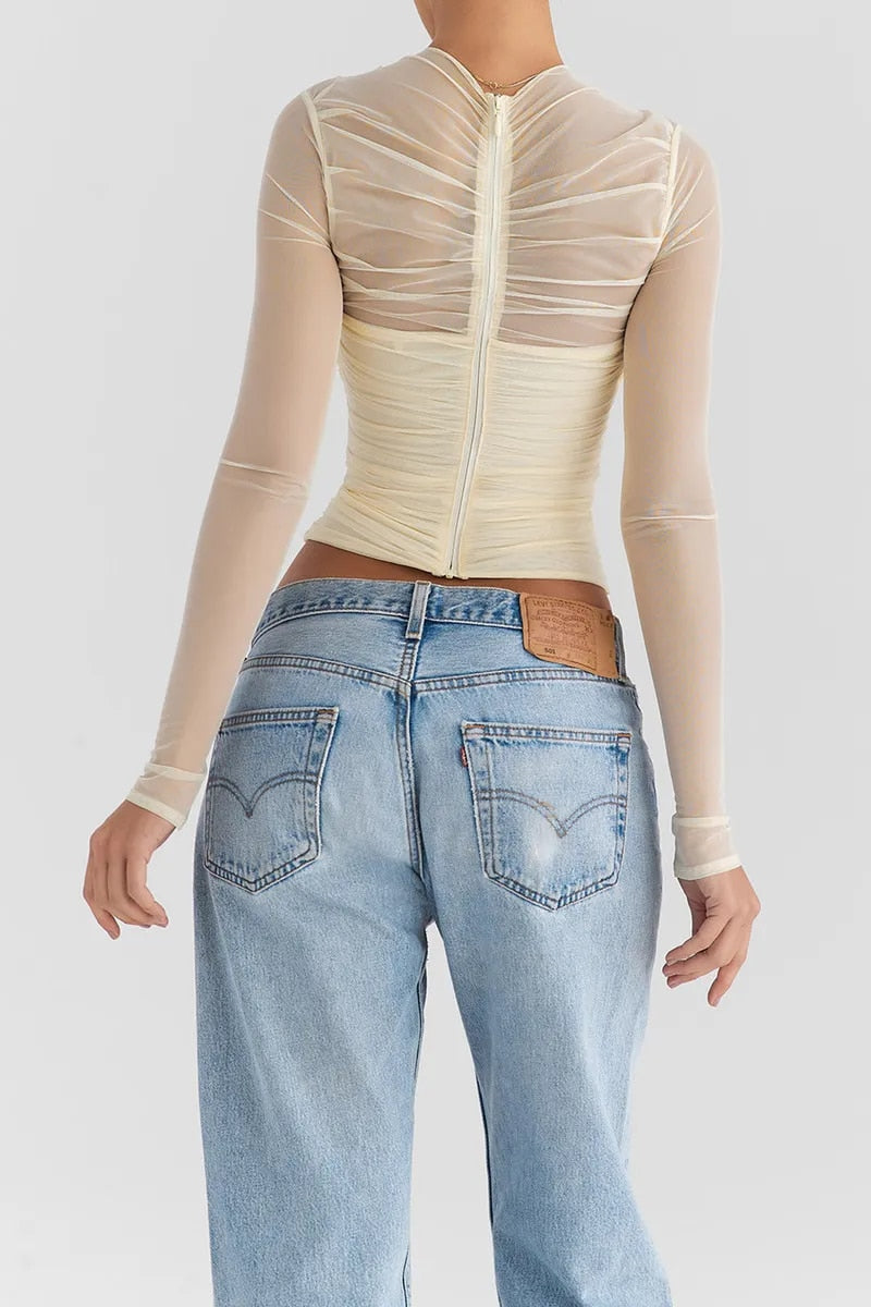 Vesper Sheer V-Neck Going Out Top 3