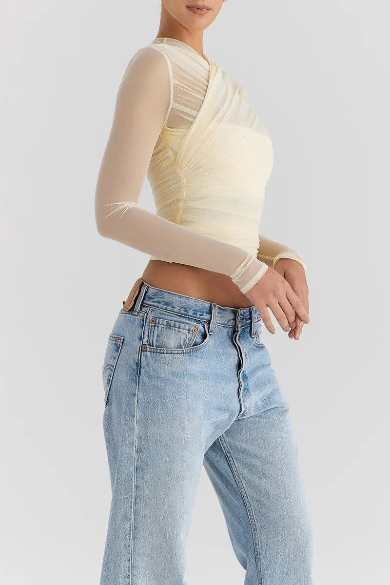 Vesper Sheer V-Neck Going Out Top 4