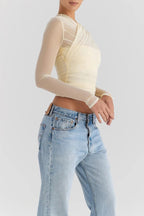 Vesper Sheer V-Neck Going Out Top 4