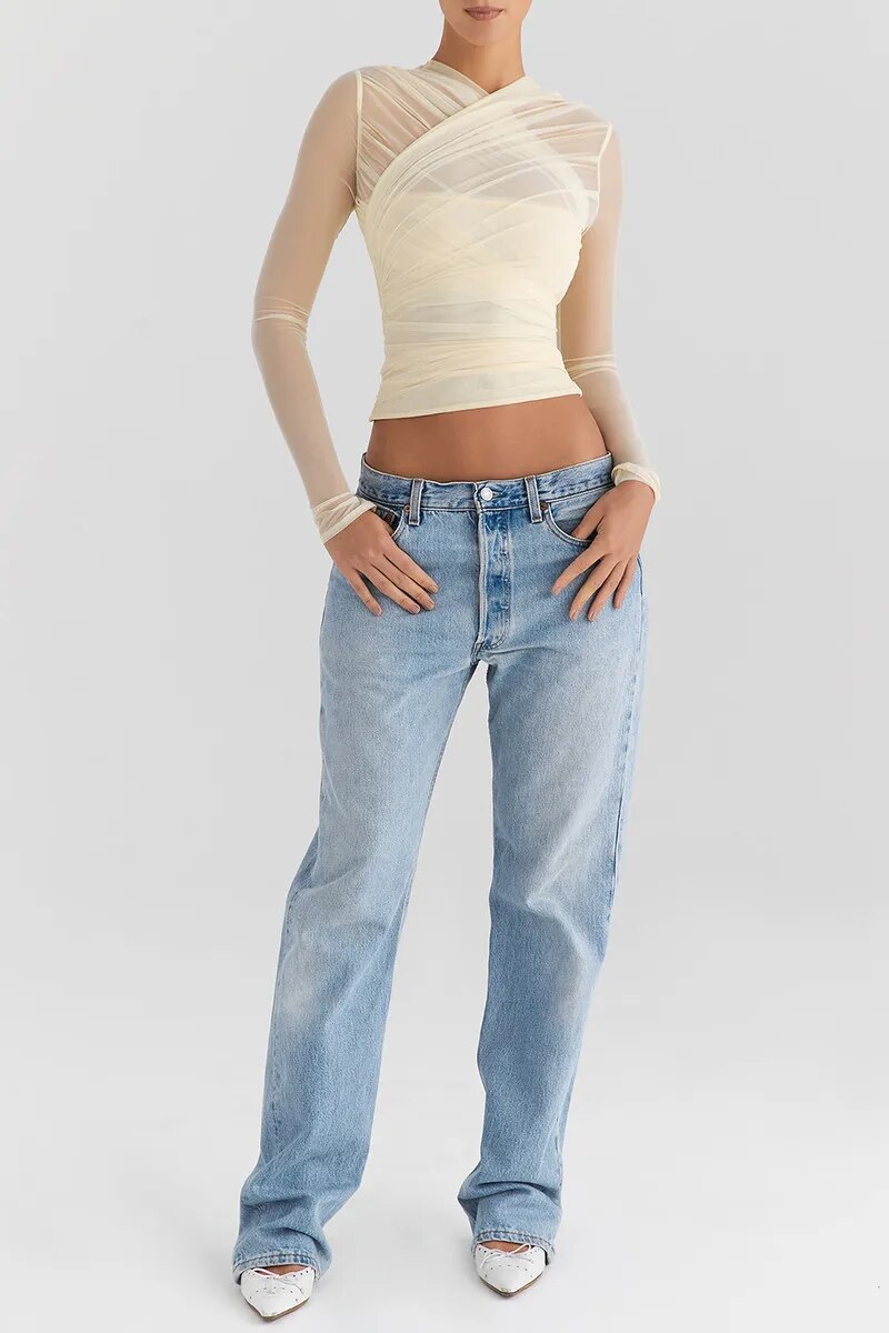 Vesper Sheer V-Neck Going Out Top 6