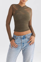 Vesper Sheer V-Neck Going Out Top 7