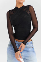 Vesper Sheer V-Neck Going Out Top 9