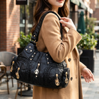 Yara Elegant Faux Leather Black Shoulder Bag 2