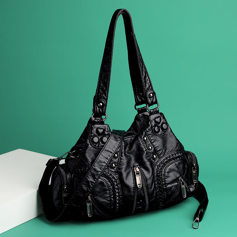 Yara Elegant Faux Leather Black Shoulder Bag 6