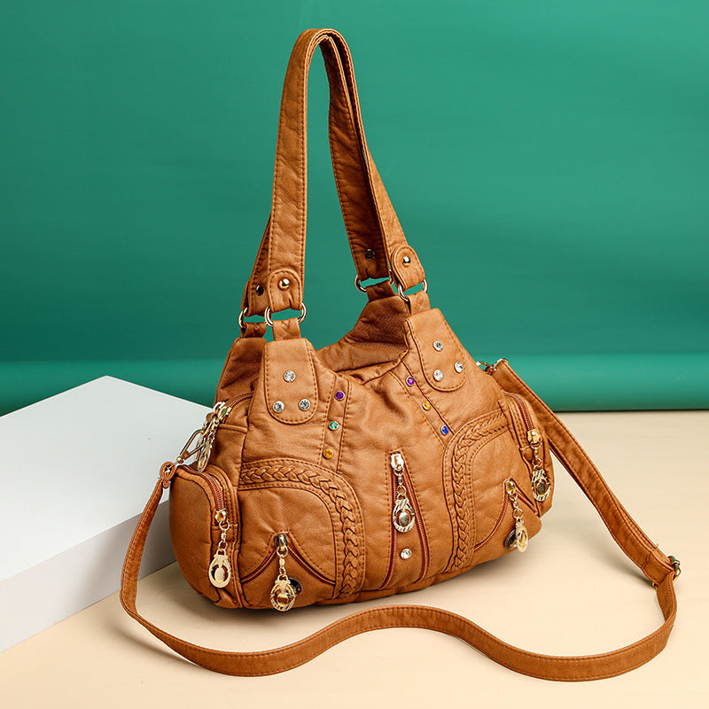 Yara Elegant Faux Leather Black Shoulder Bag 7