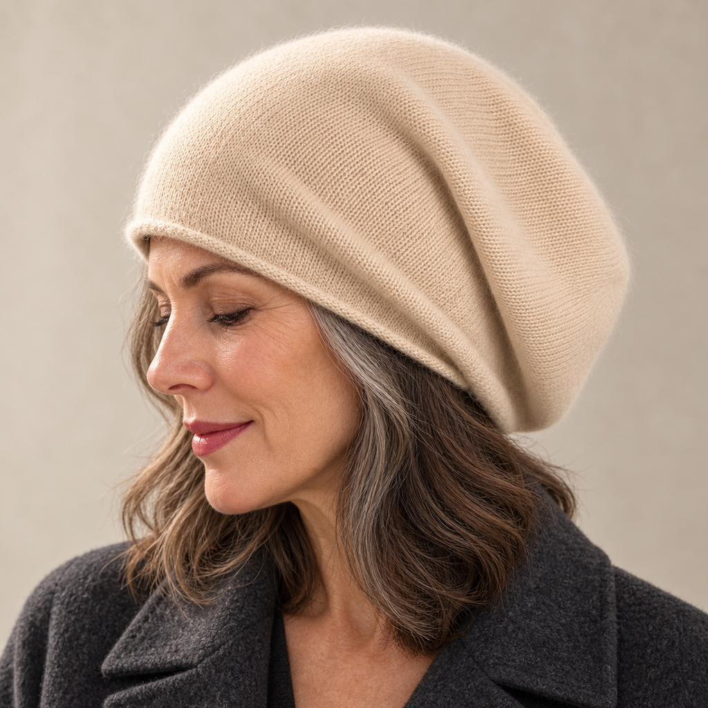 Camila Cashmere Beanie — beige
