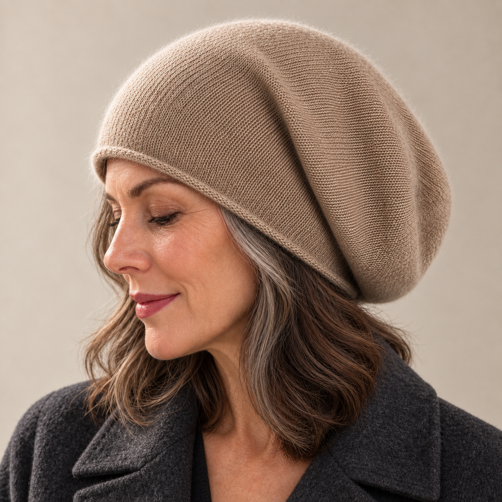 Camila Cashmere Beanie — brown