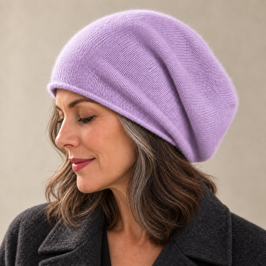 Camila Cashmere Beanie — purple