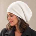 Camila Cashmere Beanie — white
