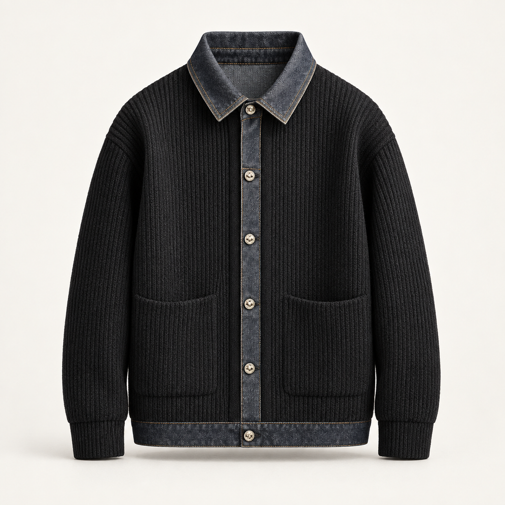 Arthur Wool Jacket — Onyx Black, front studio view